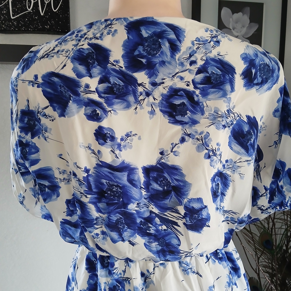 Alice + Olivia Blue Floral Midi Dress - Picture 7 of 12